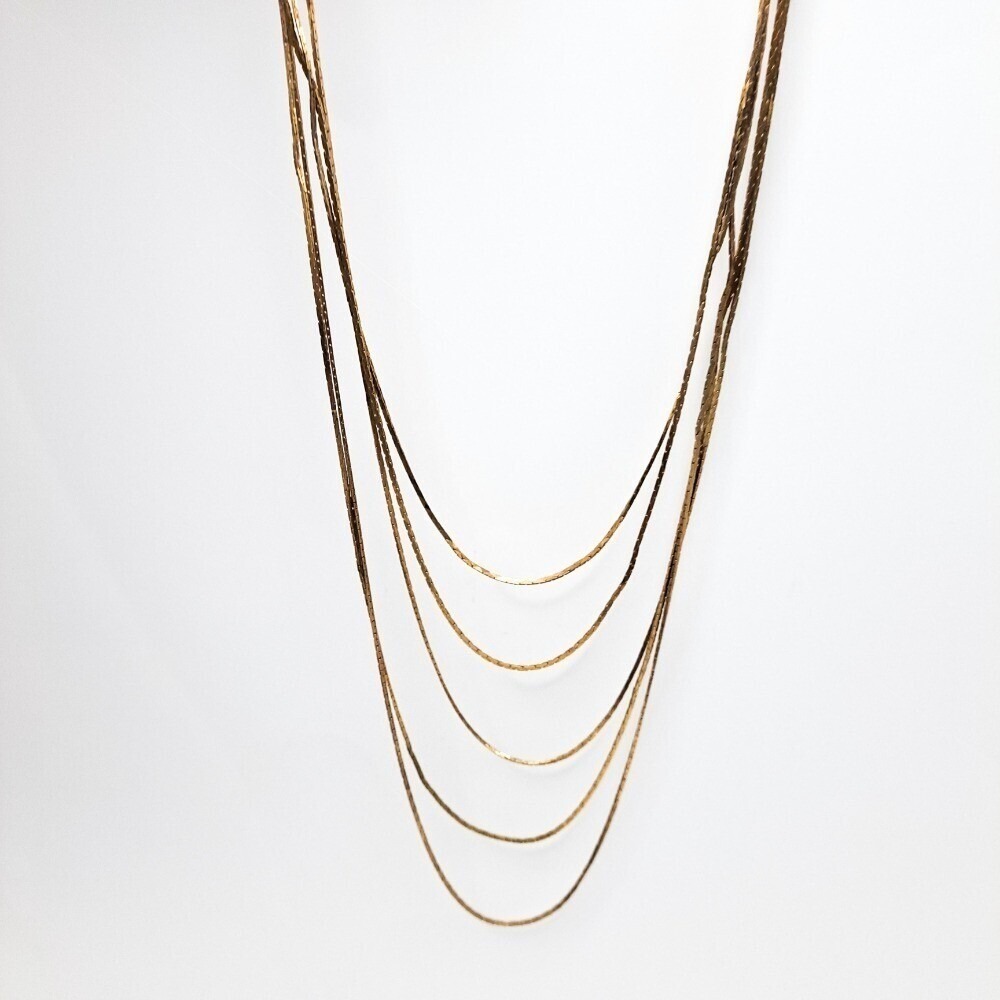 80s Vintage Gold‎ Tone Multi Strand Layered Chain Necklace Statement Jewelry